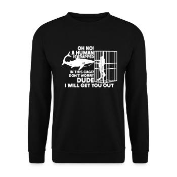Megalodon Shark Biology Ocean Shark Lover - Unisex Sweatshirt - black - Front - Alina (178cm) & Michal (187cm)