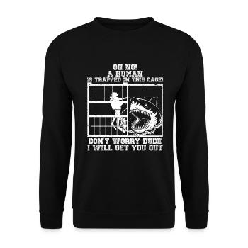 Megalodon Shark Biology Ocean Shark Lover - Unisex Sweatshirt - black - Front - Alina (178cm) & Michal (187cm)