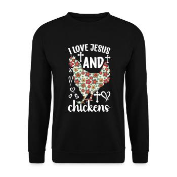 Jesus And Chickens Farmer Lover Farmer - Unisex Sweatshirt - black - Front - Alina (178cm) & Michal (187cm)