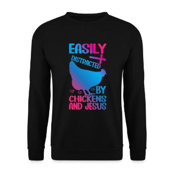Jesus And Chickens Farmer Lover Farmer - Unisex Sweatshirt - black - Front - Alina (178cm) & Michal (187cm)