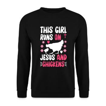Jesus And Chickens Farmer Lover Farmer - Unisex Sweatshirt - black - Front - Alina (178cm) & Michal (187cm)
