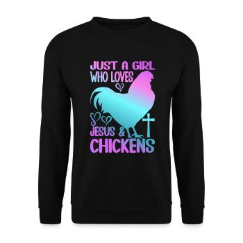 Jesus And Chickens Farmer Lover Farmer - Unisex Sweatshirt - black - Front - Alina (178cm) & Michal (187cm)