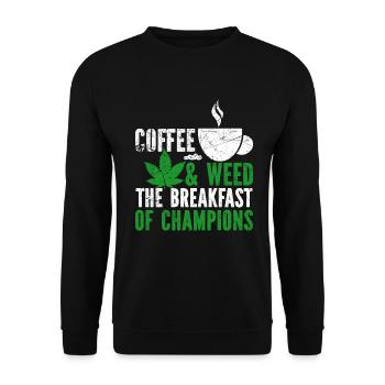 Weed Coffee Cannabis Stoner Koffein Ganja - Unisex Pullover - Schwarz - Vorne - Alina (178cm) & Michal (187cm)