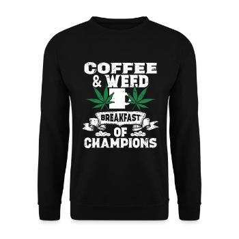 Weed Coffee Cannabis Stoner Koffein Ganja - Unisex Pullover - Schwarz - Vorne - Alina (178cm) & Michal (187cm)