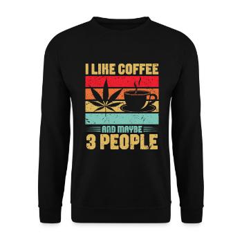 Weed, Café, Cannabis, Stoner, Caféine, Ganja - Sweat-shirt Unisexe - noir - Devant - Alina (178cm) & Michal (187cm)