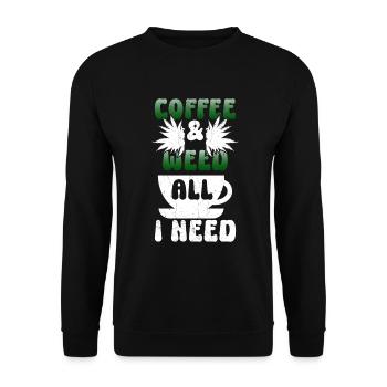 Weed, Café, Cannabis, Stoner, Caféine, Ganja - Sweat-shirt Unisexe - noir - Devant - Alina (178cm) & Michal (187cm)