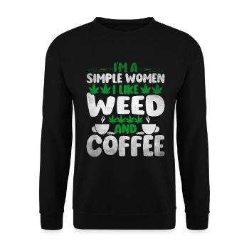 Weed, Café, Cannabis, Stoner, Caféine, Ganja - Sweat-shirt Unisexe - noir - Devant - Alina (178cm) & Michal (187cm)