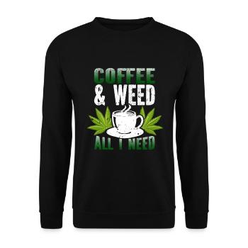 Weed Coffee Cannabis Stoner Koffein Ganja - Unisex Pullover - Schwarz - Vorne - Alina (178cm) & Michal (187cm)