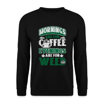 Weed, Café, Cannabis, Stoner, Caféine, Ganja - Sweat-shirt Unisexe - noir - Devant - Alina (178cm) & Michal (187cm)