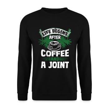Weed Coffee Cannabis Stoner Koffein Ganja - Unisex Pullover - Schwarz - Vorne - Alina (178cm) & Michal (187cm)