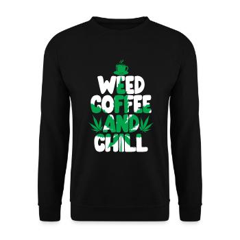 Weed Coffee Cannabis Stoner Koffein Ganja - Unisex Pullover - Schwarz - Vorne - Alina (178cm) & Michal (187cm)