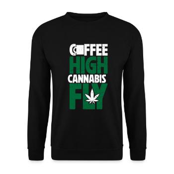 Weed Coffee Cannabis Stoner Koffein Ganja - Unisex Pullover - Schwarz - Vorne - Alina (178cm) & Michal (187cm)