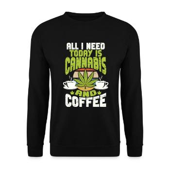 Weed Coffee Cannabis Stoner Koffein Ganja - Unisex Pullover - Schwarz - Vorne - Alina (178cm) & Michal (187cm)