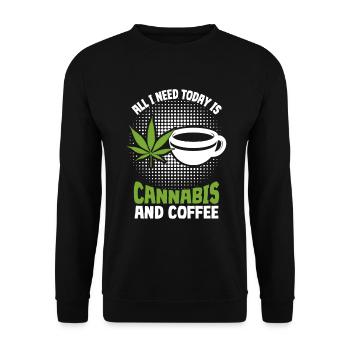 Weed Coffee Cannabis Stoner Koffein Ganja - Unisex Pullover - Schwarz - Vorne - Alina (178cm) & Michal (187cm)