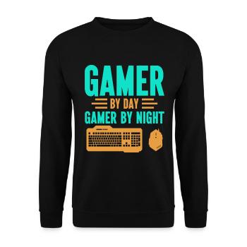 PC Joueur Vidéo Ordinateur Nerd Jeux WASD - Sweat-shirt Unisexe - noir - Devant - Alina (178cm) & Michal (187cm)