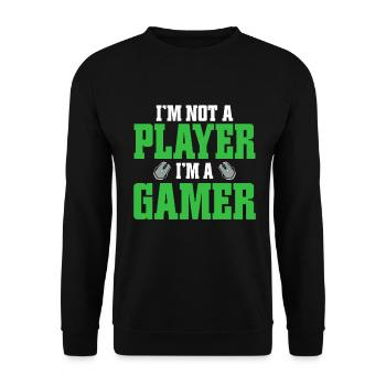 PC Video Gamer Computer Nerd Gaming WASD - Unisex Sweatshirt - black - Front - Alina (178cm) & Michal (187cm)