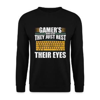 PC Video Gamer Computer Nerd Gaming WASD - Unisex Sweatshirt - black - Front - Alina (178cm) & Michal (187cm)