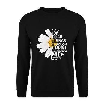 I Can Do All Things Through Christ Daisy Flower - Unisex Sweatshirt - black - Front - Alina (178cm) & Michal (187cm)