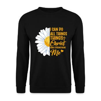 I Can Do All Things Through Christ Daisy Flower - Unisex Sweatshirt - black - Front - Alina (178cm) & Michal (187cm)