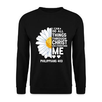 I Can Do All Things Through Christ Daisy Flower - Unisex Sweatshirt - black - Front - Alina (178cm) & Michal (187cm)