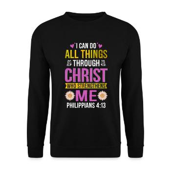 I Can Do All Things Through Christ Daisy Flower - Unisex Sweatshirt - black - Front - Alina (178cm) & Michal (187cm)