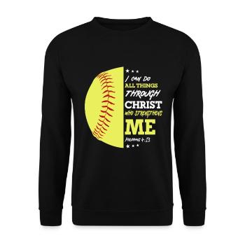 Je peux tout faire grâce à la balle molle du Christ - Sweat-shirt Unisexe - noir - Devant - Alina (178cm) & Michal (187cm)