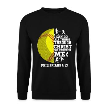 Je peux tout faire grâce à la balle molle du Christ - Sweat-shirt Unisexe - noir - Devant - Alina (178cm) & Michal (187cm)