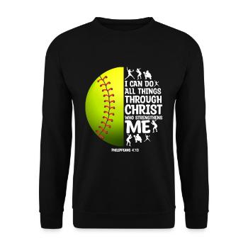 Je peux tout faire grâce à la balle molle du Christ - Sweat-shirt Unisexe - noir - Devant - Alina (178cm) & Michal (187cm)