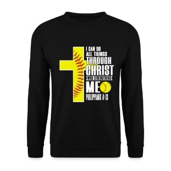 Je peux tout faire grâce à la balle molle du Christ - Sweat-shirt Unisexe - noir - Devant - Alina (178cm) & Michal (187cm)