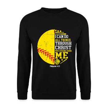 Je peux tout faire grâce à la balle molle du Christ - Sweat-shirt Unisexe - noir - Devant - Alina (178cm) & Michal (187cm)