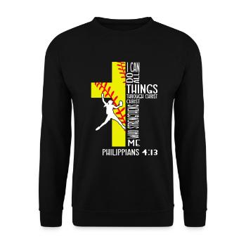 Je peux tout faire grâce à la balle molle du Christ - Sweat-shirt Unisexe - noir - Devant - Alina (178cm) & Michal (187cm)