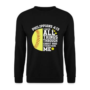 Je peux tout faire grâce à la balle molle du Christ - Sweat-shirt Unisexe - noir - Devant - Alina (178cm) & Michal (187cm)