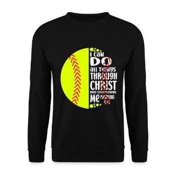 Je peux tout faire grâce à la balle molle du Christ - Sweat-shirt Unisexe - noir - Devant - Alina (178cm) & Michal (187cm)