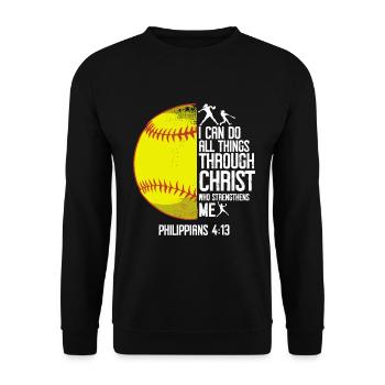 Je peux tout faire grâce à la balle molle du Christ - Sweat-shirt Unisexe - noir - Devant - Alina (178cm) & Michal (187cm)