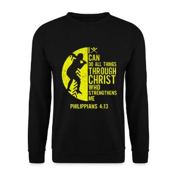 Je peux tout faire grâce à la balle molle du Christ - Sweat-shirt Unisexe - noir - Devant - Alina (178cm) & Michal (187cm)