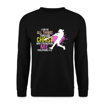 Je peux tout faire grâce à la balle molle du Christ - Sweat-shirt Unisexe - noir - Devant - Alina (178cm) & Michal (187cm)