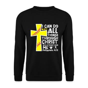 Je peux tout faire grâce à la balle molle du Christ - Sweat-shirt Unisexe - noir - Devant - Alina (178cm) & Michal (187cm)