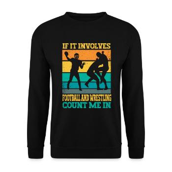 Drôle De Football Et De Lutte Lutteur - Sweat-shirt Unisexe - noir - Devant - Alina (178cm) & Michal (187cm)