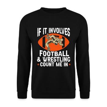 Funny Football And Wrestling Wrestler - Unisex Sweatshirt - black - Front - Alina (178cm) & Michal (187cm)