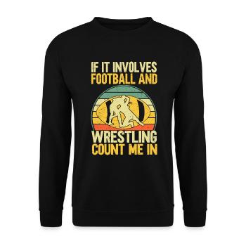 Drôle De Football Et De Lutte Lutteur - Sweat-shirt Unisexe - noir - Devant - Alina (178cm) & Michal (187cm)