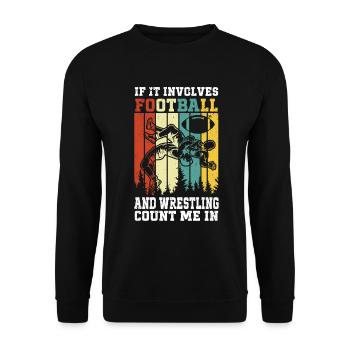 Drôle De Football Et De Lutte Lutteur - Sweat-shirt Unisexe - noir - Devant - Alina (178cm) & Michal (187cm)