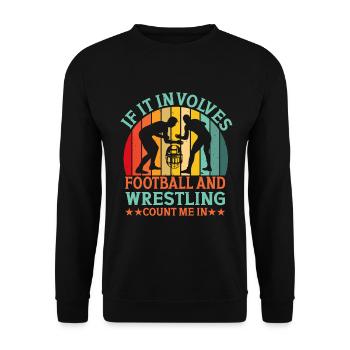 Funny Football And Wrestling Wrestler - Unisex Sweatshirt - black - Front - Alina (178cm) & Michal (187cm)