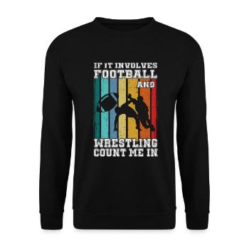 Drôle De Football Et De Lutte Lutteur - Sweat-shirt Unisexe - noir - Devant - Alina (178cm) & Michal (187cm)