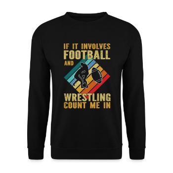 Drôle De Football Et De Lutte Lutteur - Sweat-shirt Unisexe - noir - Devant - Alina (178cm) & Michal (187cm)