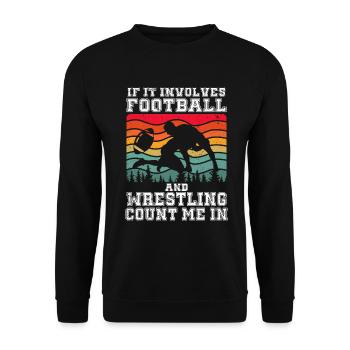 Drôle De Football Et De Lutte Lutteur - Sweat-shirt Unisexe - noir - Devant - Alina (178cm) & Michal (187cm)