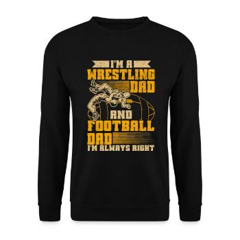 J’ai deux titres : Wrestling Dad et Football Dad - Sweat-shirt Unisexe - noir - Devant - Alina (178cm) & Michal (187cm)