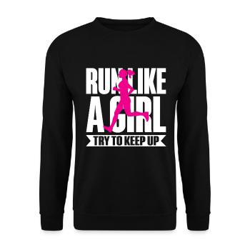 Runner Girls Running Cross Country Track Marathon - Unisex Pullover - Schwarz - Vorne - Alina (178cm) & Michal (187cm)