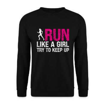 Runner Girls Running Cross Country Track Marathon - Unisex Pullover - Schwarz - Vorne - Alina (178cm) & Michal (187cm)