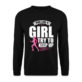 Runner Girls Running Cross Country Track Marathon - Unisex Pullover - Schwarz - Vorne - Alina (178cm) & Michal (187cm)