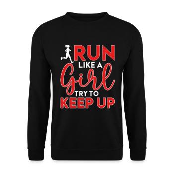Runner Girls Running Cross Country Track Marathon - Unisex Pullover - Schwarz - Vorne - Alina (178cm) & Michal (187cm)